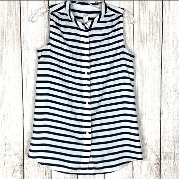 J. Crew Factory Tops - J Crew Navy Striped Sleeveless Blouse